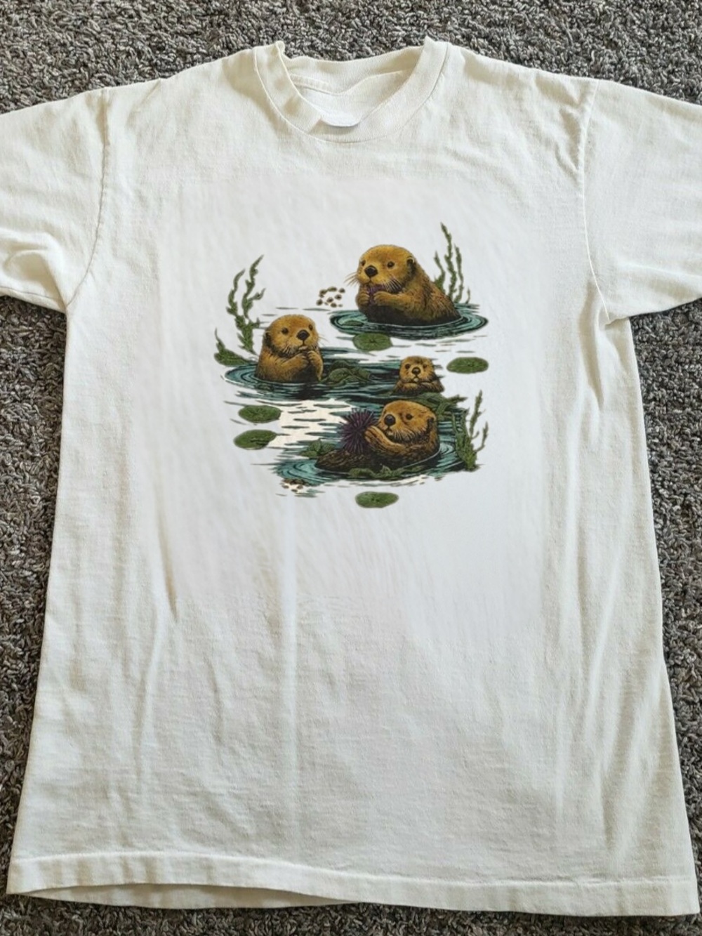 Gildan White Short Sleeve Tee with Otter Family Graphic